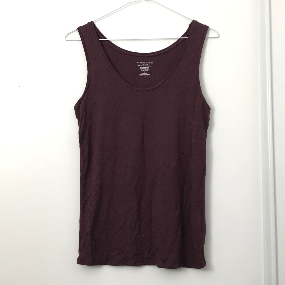 Majestic Filatures Burgundy Scoop Neck Tank Top